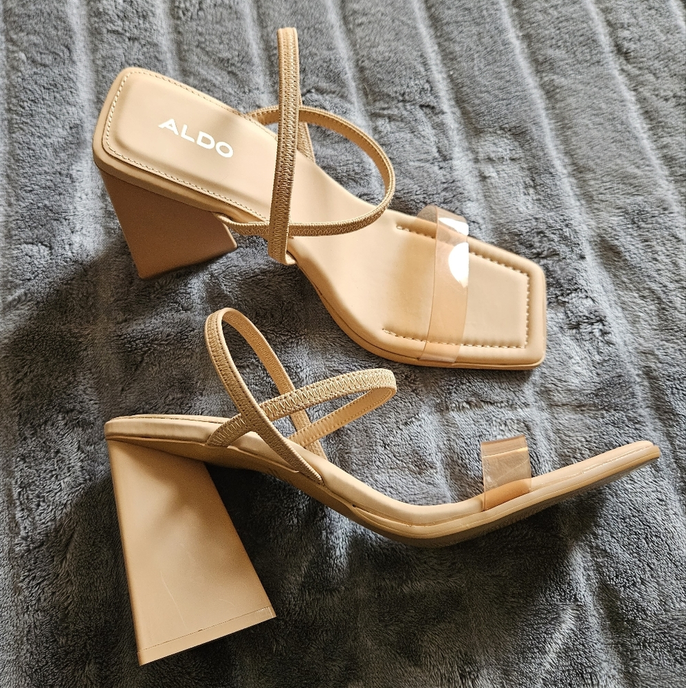 Aldo Beige Strappy Block Heel